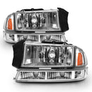 ANZO 1997-2004 Dodge Dakota Crystal Headlight Set Chrome Amber-1