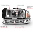 ANZO 1997-2004 Dodge Dakota Crystal Headlight Set Chrome Amber-2