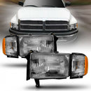 ANZO 1994-2002 Dodge Ram Crystal Headlight Chrome Amber With Corner Light (OE Replacement)-1