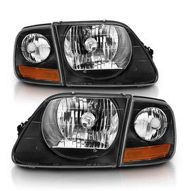 ANZO 1997-2003 Ford F150 Crystal Headlight Black w/ Parking Light