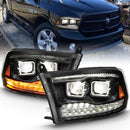 ANZO 2009-2018 Dodge Ram 1500 Led Projector Plank Style Switchback H.L Halo Black Amber (OE Style)-1