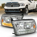 ANZO 2009-2018 Dodge Ram 1500 Led Projector Plank Style Switchback H.L Halo Chrome Amber (OE Style)-1