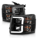 ANZO 07-13 Chevrolet Silverado 3500 Projector Headlights - Black Amber-2