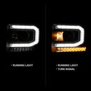 ANZO 2016-2019 Gmc Sierra 1500 Projector Headlight Plank Style Black w/ Sequential Amber Signal-2