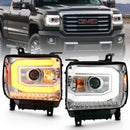 ANZO 2014-2015 Gmc Sierra 1500 Projector Headlight Plank Style Chrome w/ Switchback (Halogen Type)-1