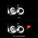 ANZO 2002-2005 Dodge Ram 1500 Projector Headlights w/ Halo Black Clear Amber-2