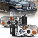 ANZO 2002-2005 Dodge Ram 1500 Projector Headlights w/ Halo Chrome Clear Amber-1