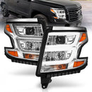 ANZO 2015-2020 Chevy Tahoe Projector Headlights Plank Style Chrome w/DRL-1