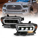 ANZO 2016-2018 Toyota Tacoma LED Projector Headlights Plank Style Black w/ Amber-1