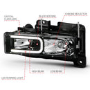 ANZO 1999-2000 Cadillac Escalade Crystal Headlights Light Bar Black Housing (Pair)-2