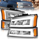 ANZO 2003-2006 Chevrolet Silverado 1500 Crystal Headlights w/ Light Bar Chrome Housing-1