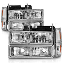 ANZO 88-98 Chevrolet C1500 Crystal Headlights Chrome w/ Signal and Side Marker Lights-1