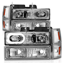 ANZO 88-98 Chevrolet C1500 Crystal Headlights Chrome Housing w/ Signal and Side Marker Lights-1