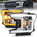 ANZO 2018-2020 Ford F-150 Projector Headlight w/Plank Style Switchback Chrome Housing-1