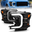 Anzo 18-20 Ford F-150 Full Led Projector Light Bar Headlights Black Amber-1