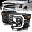 Anzo 18-20 Ford F-150 Full Led Projector Smoke Bar Style Headlights Black Amber-1