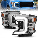 Anzo 18-20 Ford F-150 Full Led Projector Light Bar Style Headlights - Chrome Amber-1