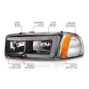 Anzo 99-17 GMC Sierra/Denali Headlights Black Amber (w/C Light Bars)-2