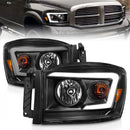 Anzo 06-09 Dodge RAM 1500/2500/3500 Headlights Black Housing/Clear Lens (w/ Light Bars)-1