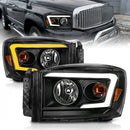 Anzo 06-09 Dodge RAM 1500/2500/3500 Headlights Black Housing/Clear Lens (w/Switchback Light Bars)-1