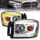 Anzo 06-09 Dodge RAM 1500/2500/3500 Headlights Chrome Housing/Clear Lens (w/Switchback Light Bars)-1