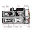 ANZO 88-98 Chevrolet C1500 Crystal Headlights w/Light Bar Chrome Housing w/ Signal Side Markers 8Pcs-2