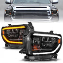 ANZO 2014-2017 Toyota Tundra LED Crystal Headlights w/ Switchback Black Housing w/ DRL-1