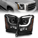 Anzo 15-17 GMC Yukon/Yukon XL Projector Headlights Black Housing/Clear Lens (w/ Light Bars)-1