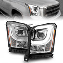 ANZO 2015-2017 GMC Yukon XL Projector Headlights W Lightbar - Chrome/Amber-1