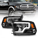 ANZO 2009-2020 Dodge Ram 1500 Full LED Square Projector Headlights w/ Chrome Housing Black Amber-1