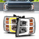 ANZO 2007-2013 Chevrolet Silverado 1500 Projector w/ Light Bar Chrome Housing w/ Sequential-1