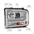 ANZO 99-04 Ford F250/F350/F450/Excursion (excl 99) Projector Headlights - w/Light Bar Chrome Housing-2