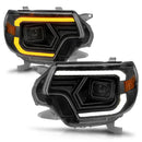 ANZO 12-15 Toyota Tacoma Projector Headlights - w/ Light Bar Switchback Black Housing-1