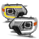 ANZO 12-15 Toyota Tacoma Projector Headlights - w/ Light Bar Switchback Chrome Housing-1