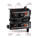 ANZO 19-22 Chevrolet Silverado 1500 LED Proj HL w/Lgt Bar SwBk Seq. Blk w/In. Light - Driver Side ON-2