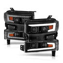 ANZO 19-22 Chevrolet Silverado 1500 LED Proj HL w/Lgt Bar SwBk Seq. Blk w/In. Light - Driver Side ON-1