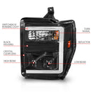 ANZO 08-10 Ford F-250 - F-550 Super Duty Projector Headlights w/ Light Bar Switchback Black Housing-2