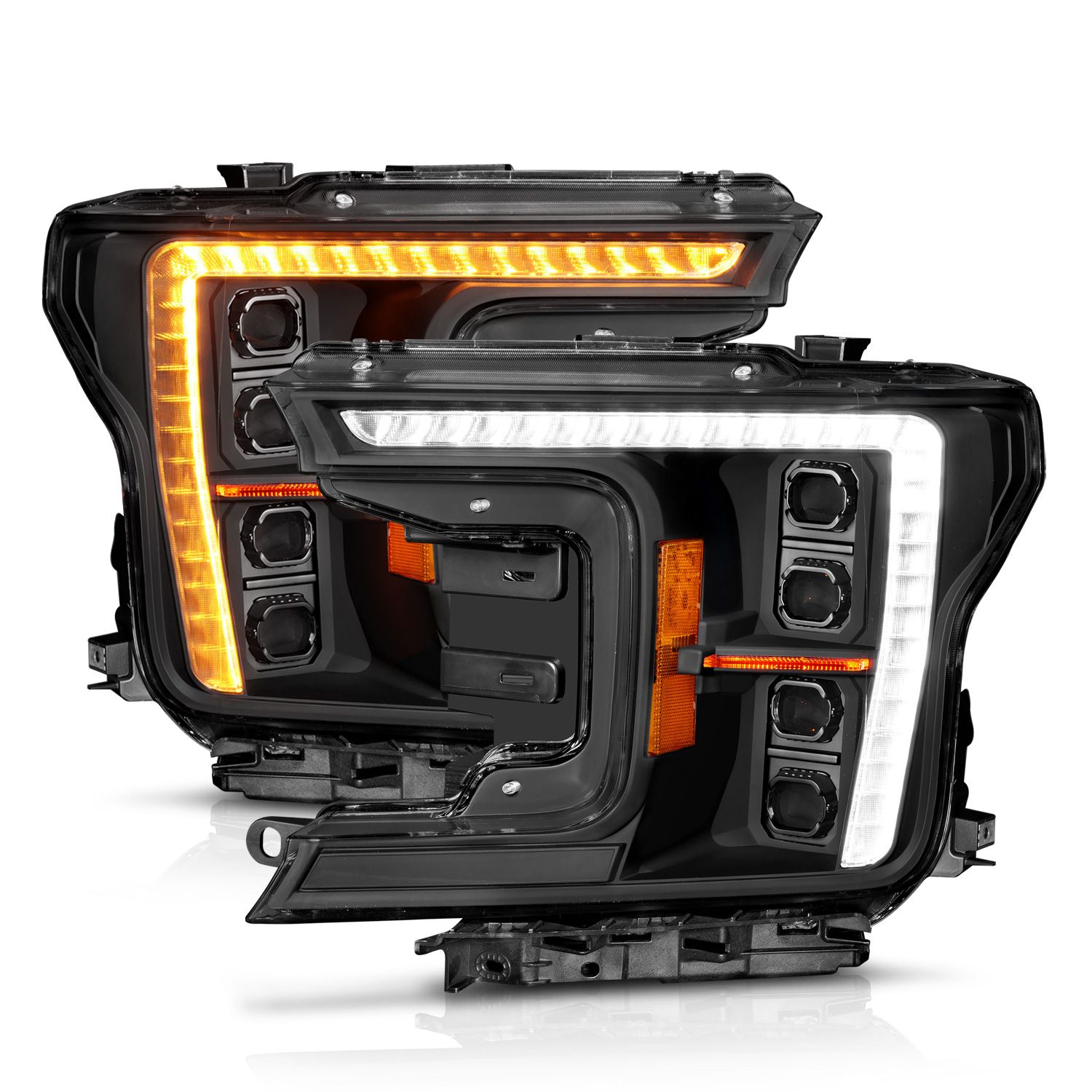 FORD F-150 18-20 Z-SERIES FULL LED PLANK PROJECTOR HEADLIGHTS BLACK W/ INITIATION FEATURE (FACTORY HALOGEN MODEL ONLY) - 0