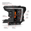 FORD F-150 18-20 Z-SERIES FULL LED PLANK PROJECTOR HEADLIGHTS BLACK W/ INITIATION FEATURE (FACTORY HALOGEN MODEL ONLY)-5