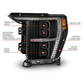ANZO 21-23 Ford F-150 (w/Factory Halogen) Z-Series Full LED Proj Headlights - Driver Side ONLY - 0