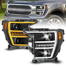 FORD F-150 21-23 FULL LED PLANK PROJECTOR HEADLIGHTS BLACK W/ INITIATION & SEQUENTIAL (FOR HALOGEN MODELS ONLY)-1