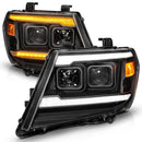 ANZO 09-20 Nissan Frontier Black Projector Plank Style DRL w/ Switchback & Sequential LED DRL-1