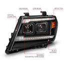 ANZO 09-20 Nissan Frontier Black Projector Plank Style DRL w/ Switchback & Sequential LED DRL-2