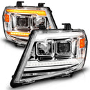 ANZO 09-20 Nissan Frontier Chrome Projector Plank Style DRL w/ Switchback & Sequential LED DRL-1