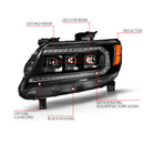 ANZO 15-22 Chevy Colorado Blk Housing Full LED DRL Projector Headlight w/ Sequential Light Bar-2