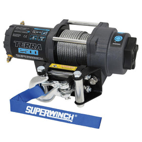 Superwinch 2500 LBS 12V DC 3/16in x 40ft Steel Rope Terra 2500 Winch - Gray Wrinkle - 0