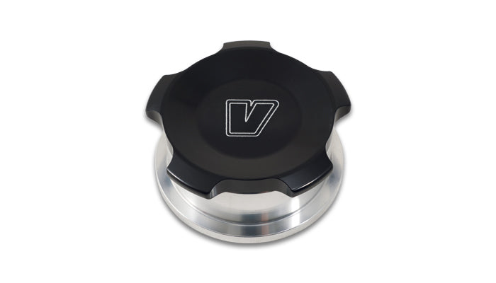 Vibrant 2in OD Aluminum Weld Bungs w/ Anodized Black Aluminum Threaded Cap (incl. O-Ring)