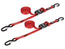 SpeedStrap 1In x 15Ft Ratchet Tie Down w/ Snap FtSFt Hooks (2 Pack) - Red-1