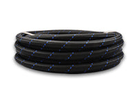 Vibrant -6 AN Two-Tone Black/Blue Nylon Braided Flex Hose (5 foot roll)