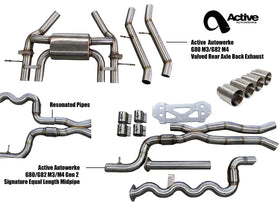G80/G82 Exhaust Bundle equal length res (rear + EL res midpipe) brushed tips 2021+ M3 / M4
